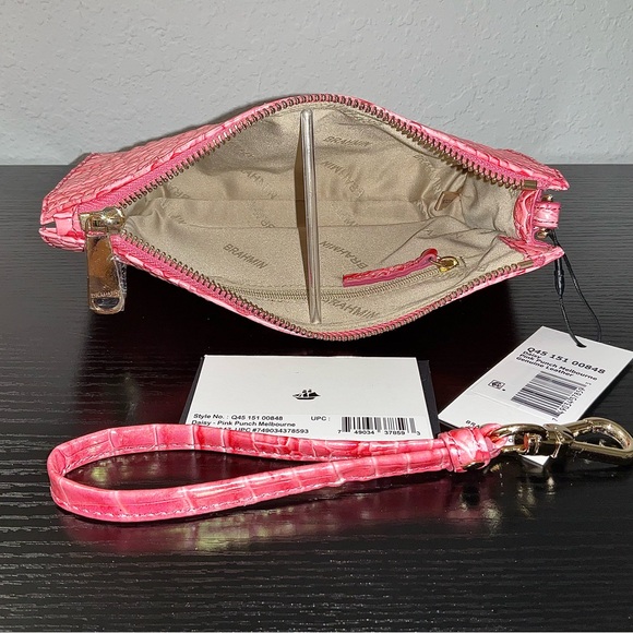 Brahmin PINK PUNCH MELBOURNE Leather DAISY Wristlet Clutch Cosmetic Bag HTF - Picture 6 of 7